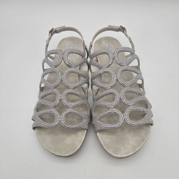 Vince Camuto Alleesha Silver Sparkly Embellished Sandals Girls Sz 5 NEW - Picture 1 of 6
